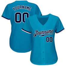 Laden Sie das Bild in den Galerie-Viewer, Custom Panther Blue Navy-White Authentic Baseball Jersey