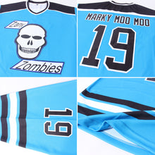 Load image into Gallery viewer, Custom Panther Blue Black-White Hockey Jersey