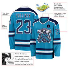 Load image into Gallery viewer, Custom Panther Blue Navy-White Hockey Jersey
