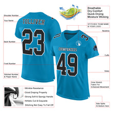Charger l'image dans la galerie, Custom Panther Blue Black-White Mesh Authentic Football Jersey