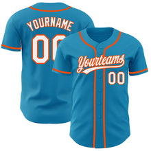 Laden Sie das Bild in den Galerie-Viewer, Custom Panther Blue White-Orange Authentic Baseball Jersey