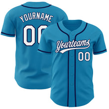 Load image into Gallery viewer, Custom Panther Blue White-Navy Authentic Baseball Jersey