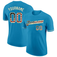 Загрузить изображение в средство просмотра галереи, Custom Panther Blue Vintage USA Flag-City Cream Performance T-Shirt
