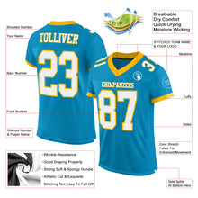 Charger l'image dans la galerie, Custom Panther Blue White-Gold Mesh Authentic Football Jersey