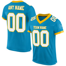 Charger l'image dans la galerie, Custom Panther Blue White-Gold Mesh Authentic Football Jersey