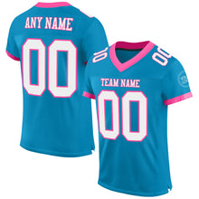 Charger l'image dans la galerie, Custom Panther Blue White-Pink Mesh Authentic Football Jersey