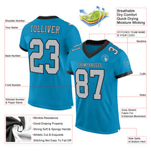 Load image into Gallery viewer, Custom Panther Blue Gray-Black Mesh Authentic Football Jersey
