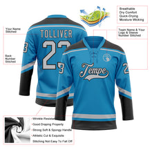 Load image into Gallery viewer, Custom Panther Blue Gray-Black Hockey Lace Neck Jersey
