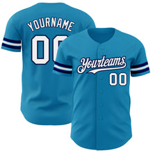 Load image into Gallery viewer, Custom Panther Blue White-Navy Authentic Baseball Jersey