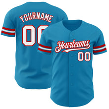 Laden Sie das Bild in den Galerie-Viewer, Custom Panther Blue White-Red Authentic Baseball Jersey