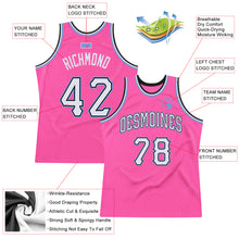Загрузить изображение в средство просмотра галереи, Custom Pink White-Light Blue Authentic Throwback Basketball Jersey
