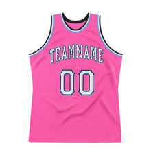 Загрузить изображение в средство просмотра галереи, Custom Pink White-Light Blue Authentic Throwback Basketball Jersey