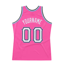 Загрузить изображение в средство просмотра галереи, Custom Pink White-Light Blue Authentic Throwback Basketball Jersey