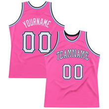 Загрузить изображение в средство просмотра галереи, Custom Pink White-Light Blue Authentic Throwback Basketball Jersey