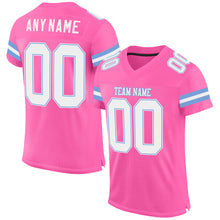 Load image into Gallery viewer, Custom Pink White-Light Blue Mesh Authentic Football Jersey