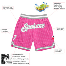 Load image into Gallery viewer, Custom Pink White Pinstripe White-Gray Authentic Basketball Shorts