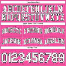 Load image into Gallery viewer, Custom Pink White Pinstripe White-Black Authentic Basketball Shorts