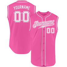 Загрузить изображение в средство просмотра галереи, Custom Pink White Authentic Sleeveless Baseball Jersey