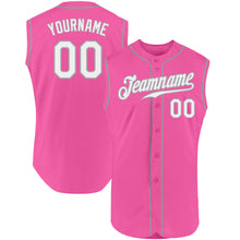 Загрузить изображение в средство просмотра галереи, Custom Pink White-Gray Authentic Sleeveless Baseball Jersey