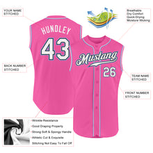 Laden Sie das Bild in den Galerie-Viewer, Custom Pink White-Light Blue Authentic Sleeveless Baseball Jersey