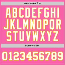 Laden Sie das Bild in den Galerie-Viewer, Custom Pink White-Gold Authentic Throwback Basketball Jersey