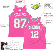 Laden Sie das Bild in den Galerie-Viewer, Custom Pink White-Gray Authentic Throwback Basketball Jersey