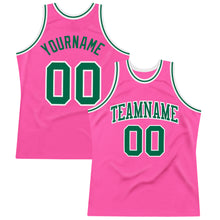 Load image into Gallery viewer, Custom Pink Kelly Green-White Authentic Throwback Basketball Jersey