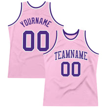 Charger l'image dans la galerie, Custom Light Pink Purple-White Authentic Throwback Basketball Jersey