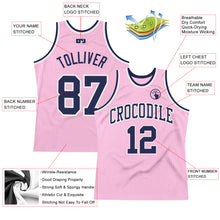 Load image into Gallery viewer, Custom Light Pink Navy-White Authentic Throwback Basketball Jersey