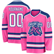 Load image into Gallery viewer, Custom Pink White-Royal Hockey Jersey