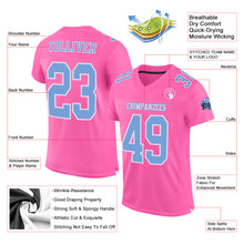 Laden Sie das Bild in den Galerie-Viewer, Custom Pink Light Blue-White Mesh Authentic Football Jersey