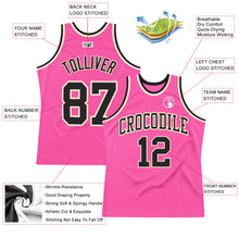 Laden Sie das Bild in den Galerie-Viewer, Custom Pink Black-Cream Authentic Throwback Basketball Jersey