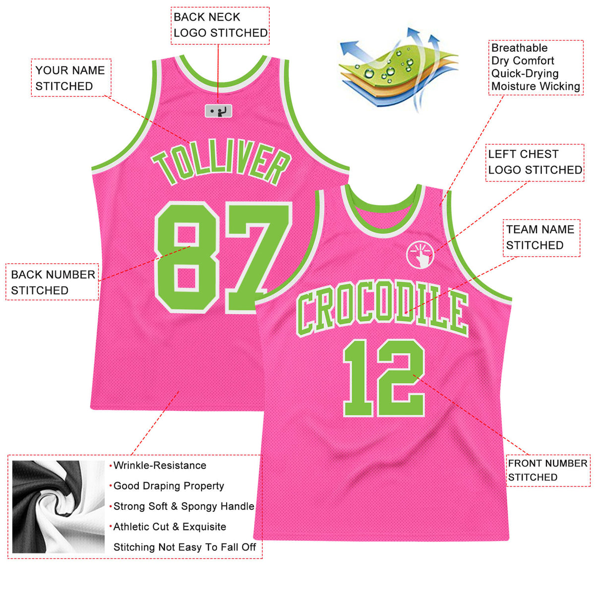 Cheap Custom Pink White Pinstripe White-Kelly Green Authentic Basketball  Jersey Free Shipping – CustomJerseysPro