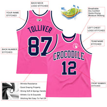 Загрузить изображение в средство просмотра галереи, Custom Pink Navy-White Authentic Throwback Basketball Jersey