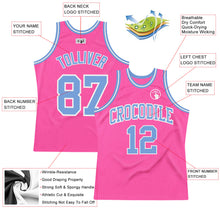 Загрузить изображение в средство просмотра галереи, Custom Pink Light Blue-White Authentic Throwback Basketball Jersey