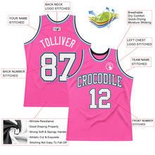 Загрузить изображение в средство просмотра галереи, Custom Pink White Black-Light Blue Authentic Throwback Basketball Jersey