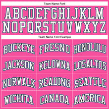 Загрузить изображение в средство просмотра галереи, Custom Pink White Black-Light Blue Authentic Throwback Basketball Jersey