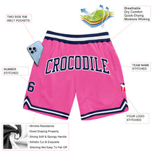 Load image into Gallery viewer, Custom Pink Navy-White Authentic Throwback Basketball Shorts