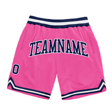 Load image into Gallery viewer, Custom Pink Navy-White Authentic Throwback Basketball Shorts