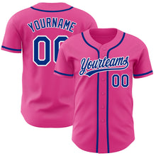 Load image into Gallery viewer, Custom Pink Royal-White Authentic Baseball Jersey
