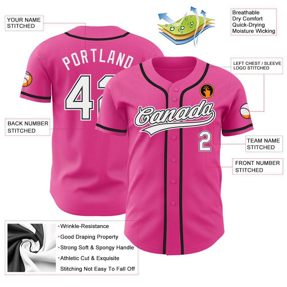 Cheap Custom Pink White-Black Authentic Baseball Jersey Free Shipping –  CustomJerseysPro