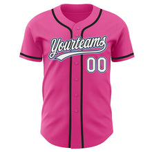 Load image into Gallery viewer, Custom Pink White Black-Light Blue Authentic Baseball Jersey