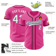 Load image into Gallery viewer, Custom Pink White Black-Light Blue Authentic Baseball Jersey