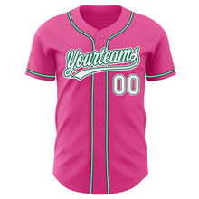 Load image into Gallery viewer, Custom Pink White-Kelly Green Authentic Baseball Jersey