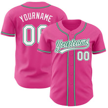 Load image into Gallery viewer, Custom Pink White-Kelly Green Authentic Baseball Jersey