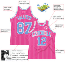 Charger l'image dans la galerie, Custom Pink White Pinstripe Light Blue-White Authentic Basketball Jersey