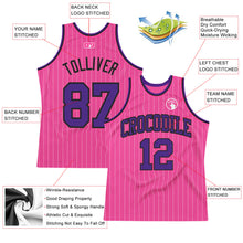 Charger l'image dans la galerie, Custom Pink White Pinstripe Purple-Black Authentic Basketball Jersey