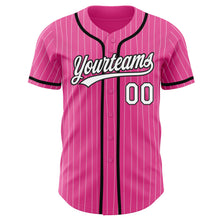 Загрузить изображение в средство просмотра галереи, Custom Pink White Pinstripe White-Black Authentic Baseball Jersey