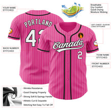 Загрузить изображение в средство просмотра галереи, Custom Pink White Pinstripe White-Black Authentic Baseball Jersey