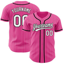 Загрузить изображение в средство просмотра галереи, Custom Pink White Pinstripe White-Black Authentic Baseball Jersey